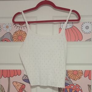 2 Pieces No Boundaries White And Green Knitted Crop Camisole